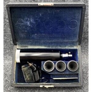 Vintage Bausch & Lomb Otoscope Set Antique Medical Diagnostic Tool Velvet Case